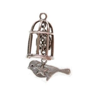 Zawieszka metalowa Charms ScrapBerry's Ptaszek z Klatką, 45mm
